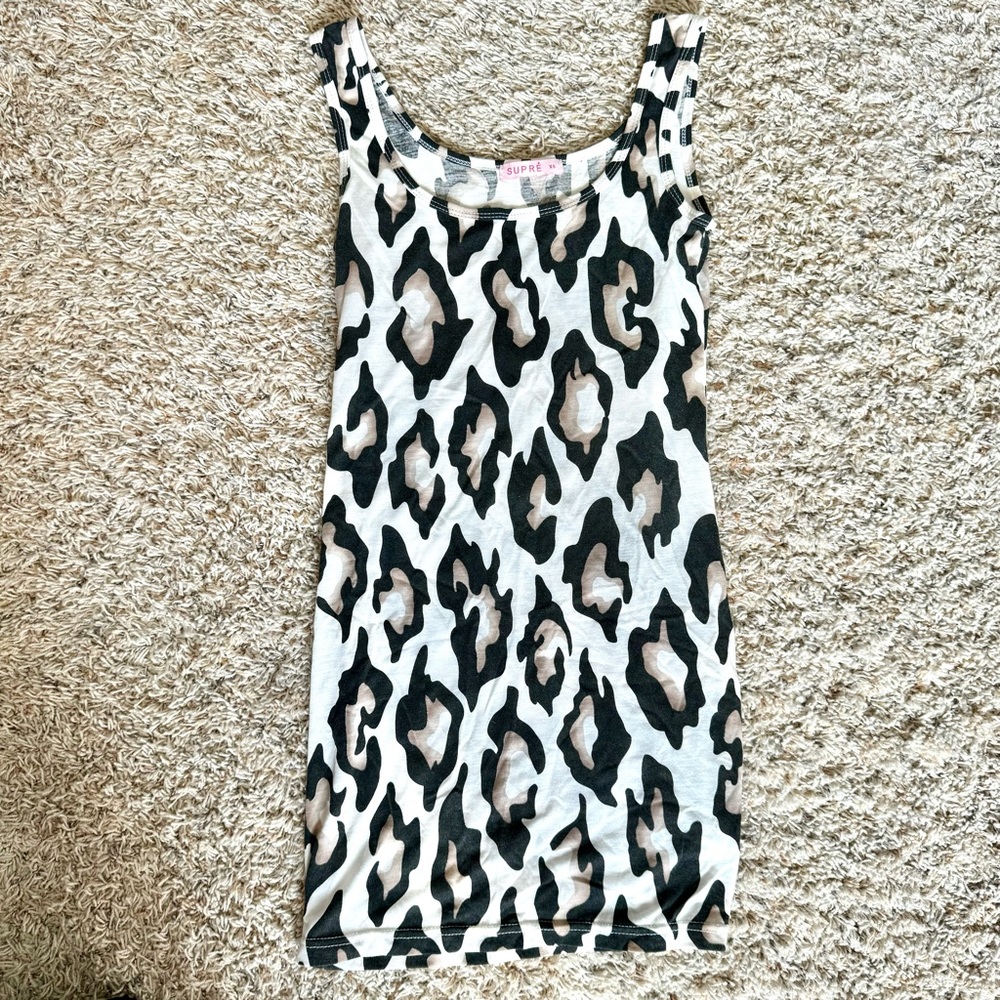 Supre - Women’s (XS) Brown & White Animal Print Sleeveless Bodycon Dress